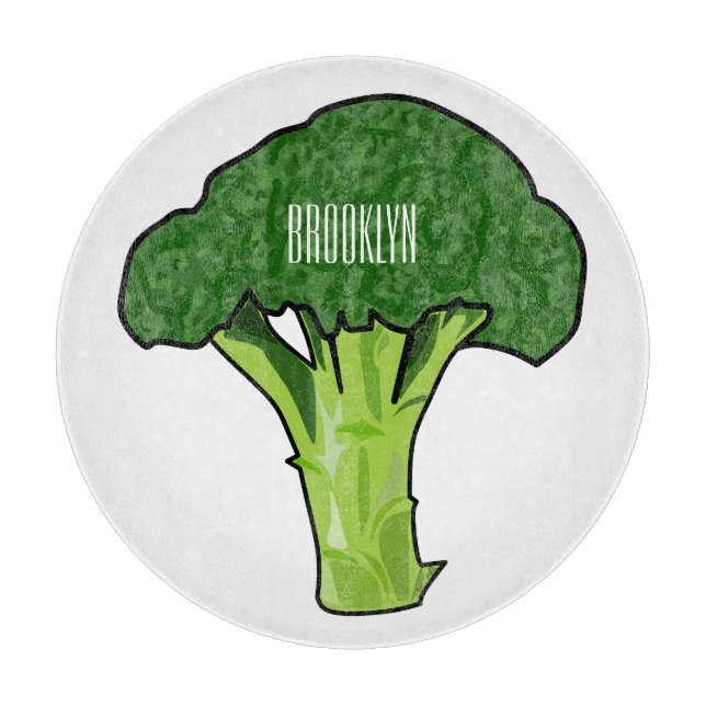 Broccoli cartoon illustration cutting board (Front)