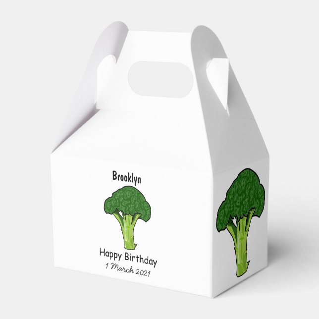 Broccoli cartoon illustration favour box (Front Side)