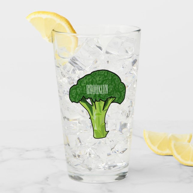 Broccoli cartoon illustration glass (Front Ice)