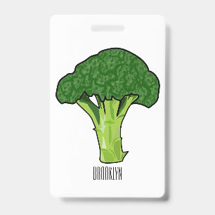 Broccoli cartoon illustration ID badge