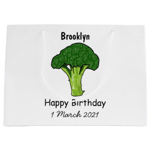 Broccoli cartoon illustration large gift bag