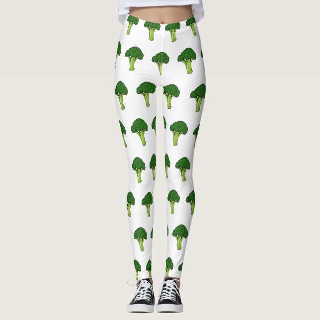 Broccoli cartoon illustration leggings (Front)