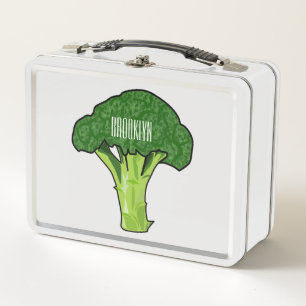 Broccoli cartoon illustration metal lunch box