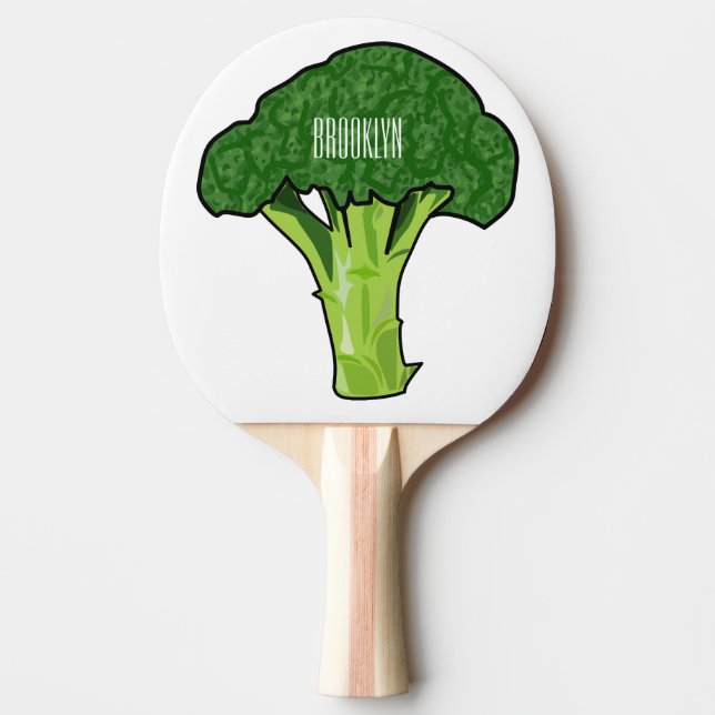Broccoli cartoon illustration ping pong paddle (Front)