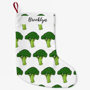 Broccoli cartoon illustration small christmas stocking