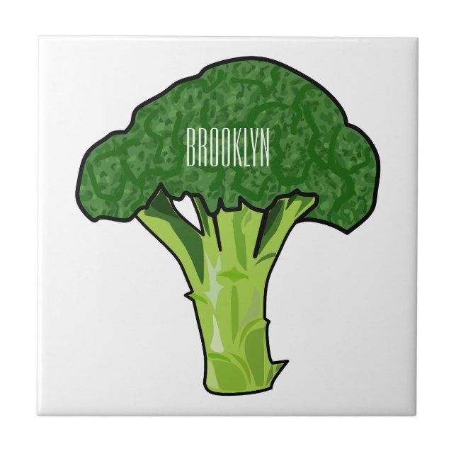 Broccoli cartoon illustration tile (Front)