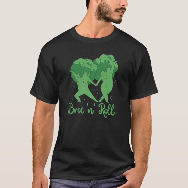 Broccoli Costume  Vegetable Broc 'N' Roll T-Shirt (Front)