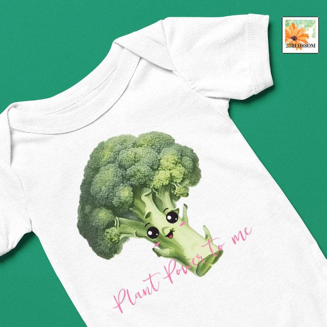 Broccoli editable  vegan baby funny outfit bodysuit (Creator Uploaded)