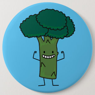 Broccoli Flexing happy tree head green vegetable 6 Cm Round Badge