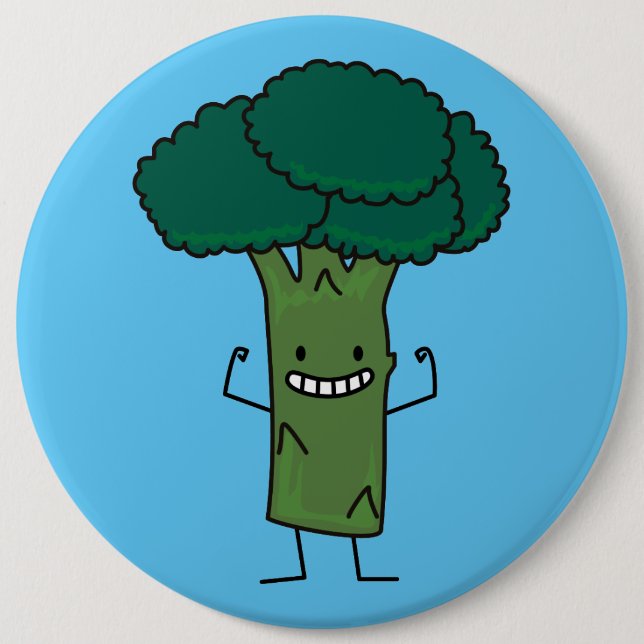 Broccoli Flexing happy tree head green vegetable 6 Cm Round Badge (Front)