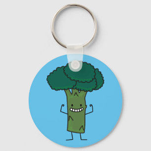 Broccoli Flexing happy tree head green vegetable Key Ring
