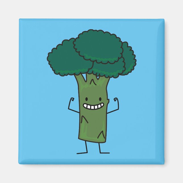Broccoli Flexing happy tree head green vegetable Magnet (Front)