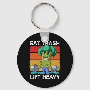 Broccoli Gym Weight Training Eat Trash Lift Heavy Key Ring