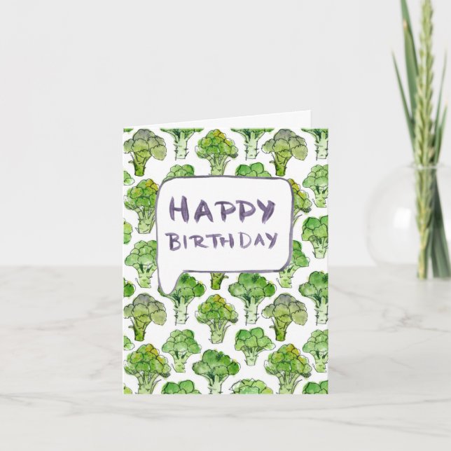 Broccoli – Happy Birthday (customisable) Card (Front)