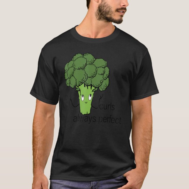 Broccoli Has Curly Hair  Vegetable Pun T-Shirt (Front)