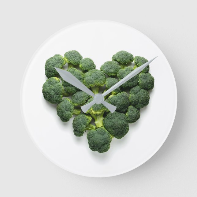 Broccoli Heart Round Clock (Front)