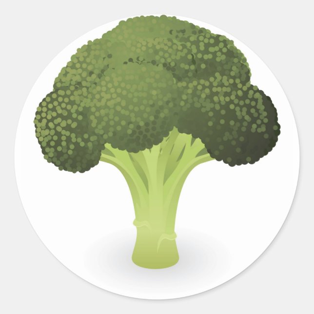 Broccoli illustration classic round sticker (Front)