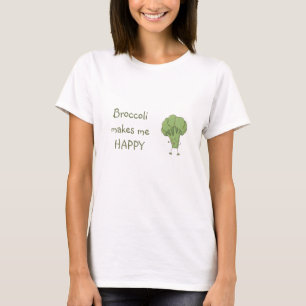 Broccoli Makes Me Happy Laughing Green Stalk T-Shirt