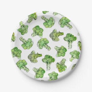 broccoli - scattered paper plate