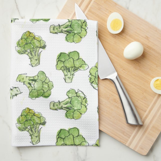 broccoli - scattered tea towel (Quarter Fold)