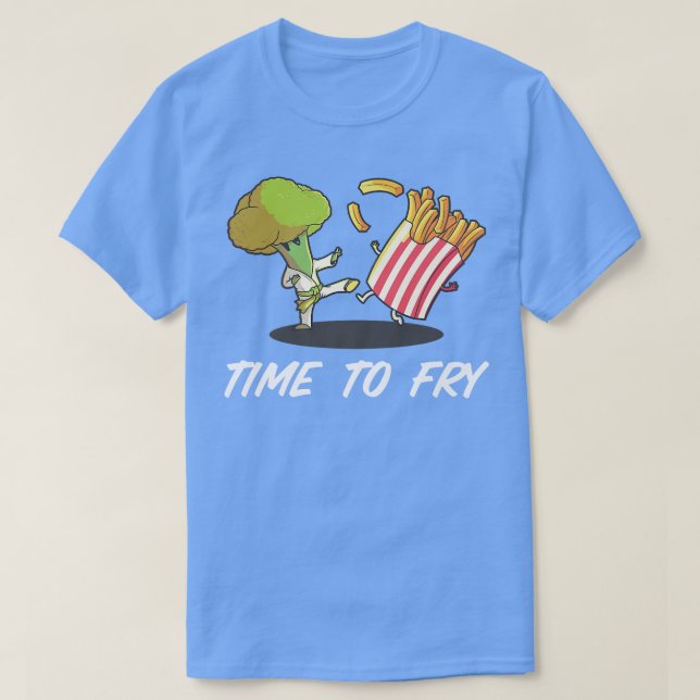 Broccoli Time To Fry Funny Vegetables Vegetarian  T-Shirt (Design Front)
