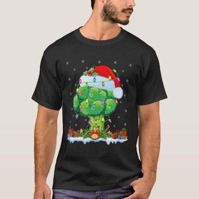 Broccoli Vegetable Lover Matching Santa Broccoli C T-Shirt (Front)