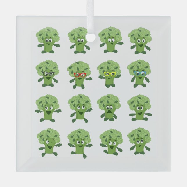 broccoli with different emotions  glass tree decoration (Front)