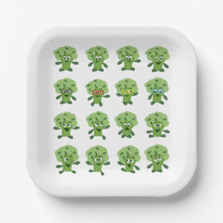 broccoli with different emotions paper plate