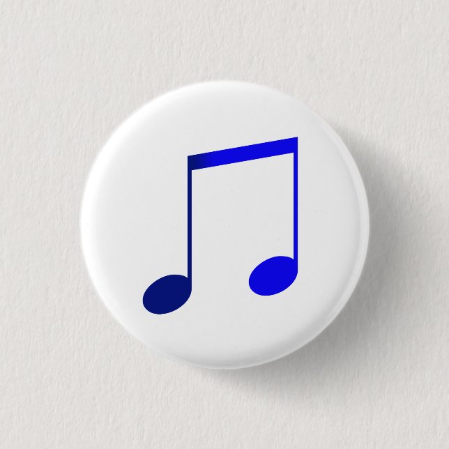 Broche (Button) Dupla Colcheia Azul 3 Cm Round Badge (Front)