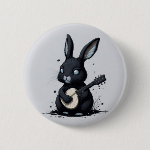 broche rabbi bunny guitar hobby funny 6 cm round badge