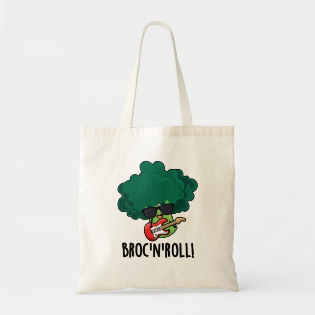 Brock And Roll Cute Veggie Broccoli Pun Tote Bag (Front)