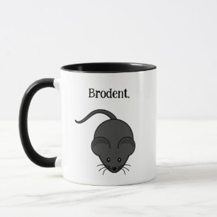 Brodent Bro Cartoon, Funny Grey Rat or Mouse Pun Mug