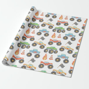 BRODI Colourful Monster Truck Boy Birthday Wrapping Paper