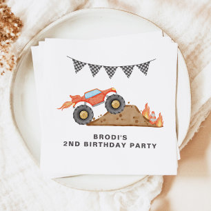 BRODI Red Monster Truck Boy Birthday Napkin
