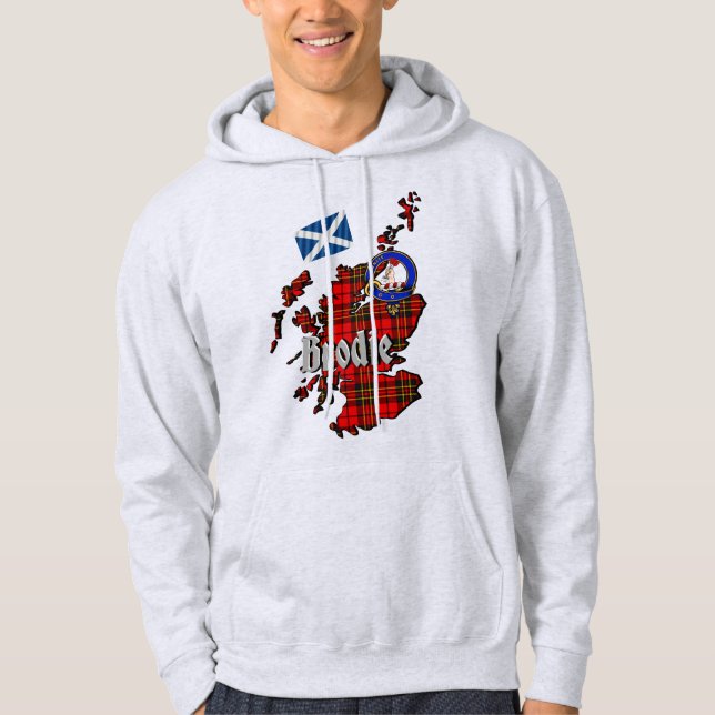 Brodie Clan Badge and Tartan Adult Hoodie (Front)