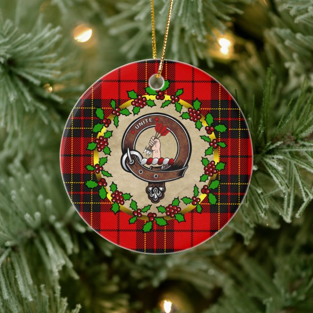 Brodie Clan Badge & Tartan Personalised Xmas Ceramic Tree Decoration (Tree)