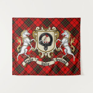 Brodie Clan Badge & Unicorns w/Tartan  Tapestry