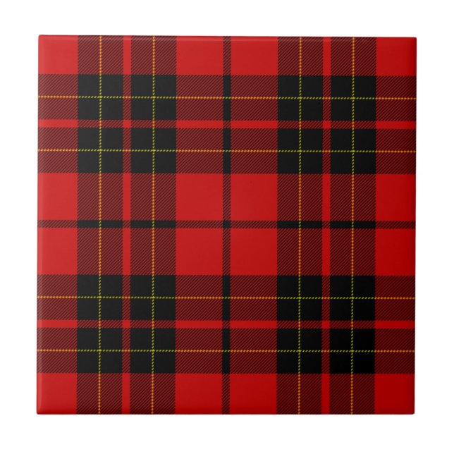 Brodie clan tartan red black plaid tile (Front)