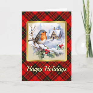 Brodie Crest & Tartan w/Robin Personalised Card