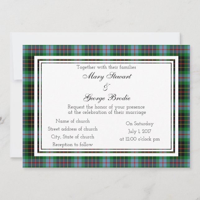 Brodie Hunting Scottish Wedding Invitation (Front)