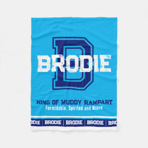 Brodie name meaning sports monogram light blue  fleece blanket
