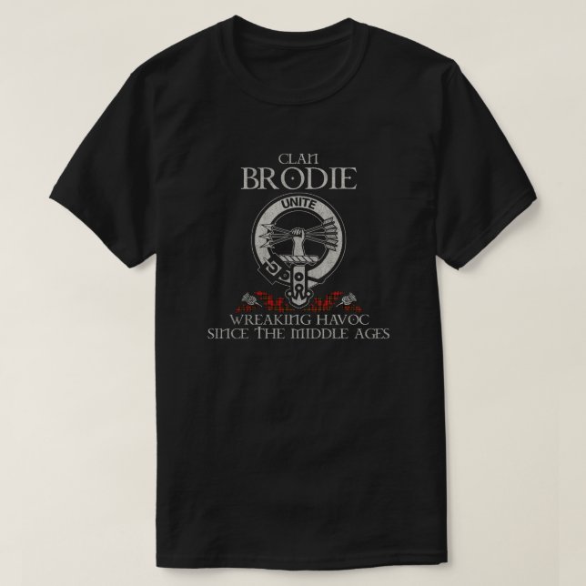 Brodie Red Clan crest Scottish surname tartan This T-Shirt (Design Front)