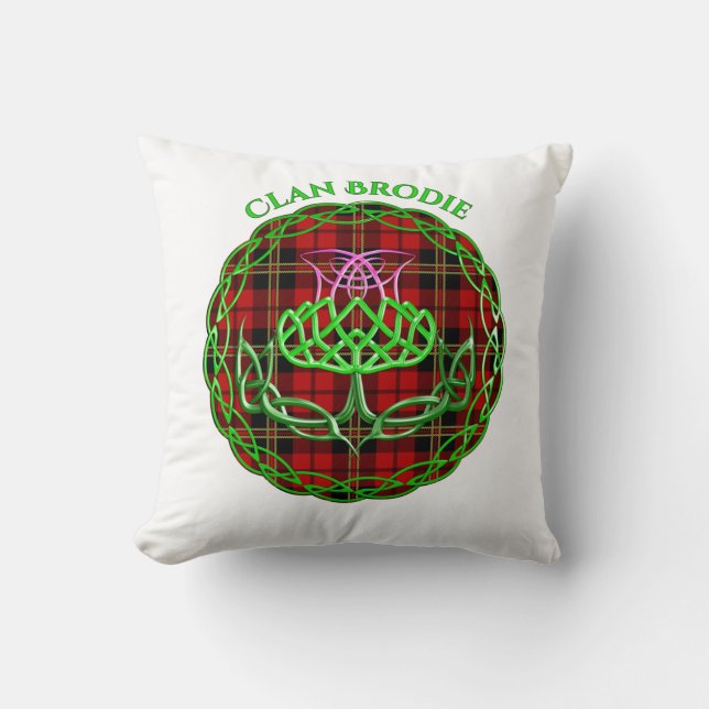 Brodie Scottish Tartan Celtic Thistle Cushion (Front)