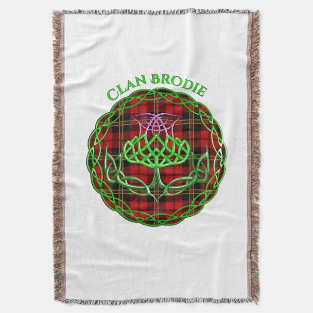 Brodie Scottish Tartan Celtic Thistle Throw Blanket (Front Vertical)