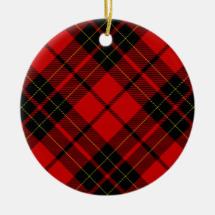 Brodie tartan red black plaid ceramic tree decoration