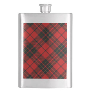 Brodie tartan red black plaid hip flask