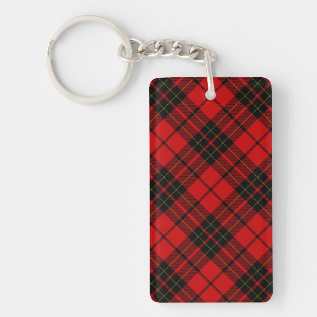 Brodie tartan red black plaid key ring (Front)