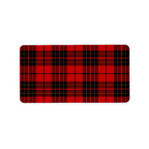 Brodie tartan red black plaid label