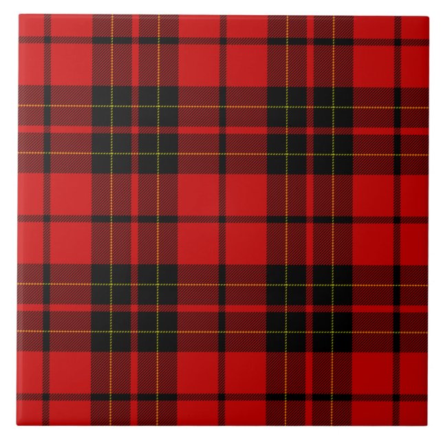Brodie tartan red black plaid tile (Front)