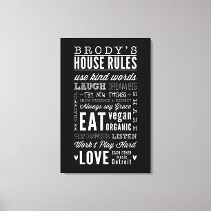 BRODY - CUSTOM NAME HOUSE RULES modern typography Canvas Print